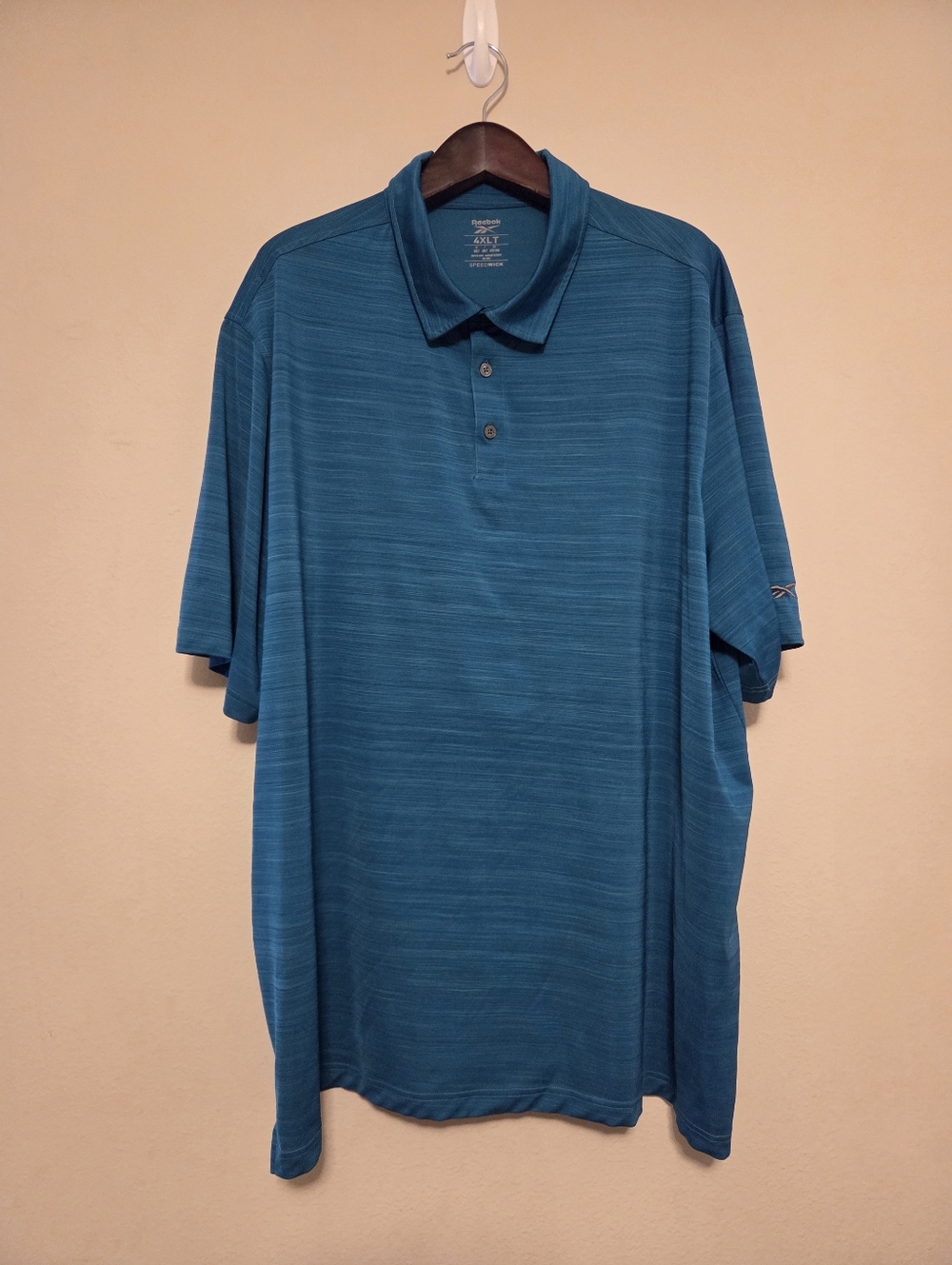 Reebok Men's Speedwick Polo 4XLT Blue Green Polyester